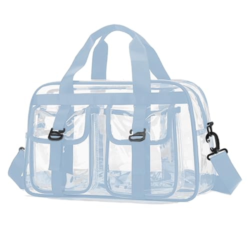 Wasserabweisende PVC-Tragetasche für Fitness-Enthusiasten, Reisende, übergroßes transparentes Design, freundlich, reißfest, PVC-Reise-Turnbeutel, himmelblau, Mass Beauty von Uqezagpa