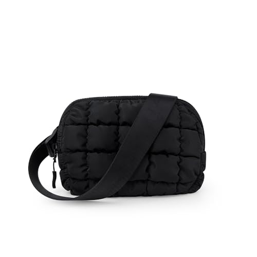 Puffy Belt Bag Grid Puffy Sling Bag with Adjustable Strap Small Puffer Waist Pouch for Men and Women (Black) von UracoN