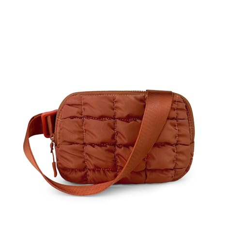 Puffy Belt Bag Grid Puffy Sling Bag with Adjustable Strap Small Puffer Waist Pouch for Men and Women (Brown) von UracoN