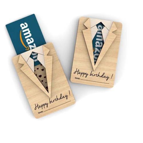 Urbalabs Business Suit Boss Geschenkkartenhüllen aus Holz individuell graviert Happy Birthday Geschenkkartenhalter Holz für Geburtstag, Feiertage, Geschenkkartenbox Weihnachten Geldhalter, Natürlich, von Urbalabs Nutrition