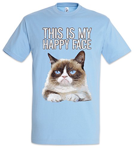 This is My Happy FACE Herren T-Shirt Grumpy Katze Gesicht Cat Smile Fun Cute Rockabella Girl Kitten Katze von Urban Backwoods