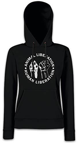 Urban Backwoods Animal Liberation Damen Kapuzenpullover Hoodie Schwarz Größe L von Urban Backwoods