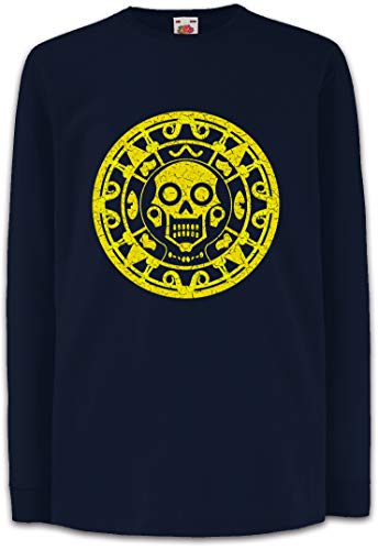 Urban Backwoods Aztec Skull Symbol Kinder Kids Mädchen Jungen Langarm T-Shirt Blau Größe 6 Jahre von Urban Backwoods