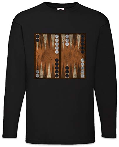 Urban Backwoods Backgammon Board Herren Langarm T-Shirt Schwarz Größe 2XL von Urban Backwoods