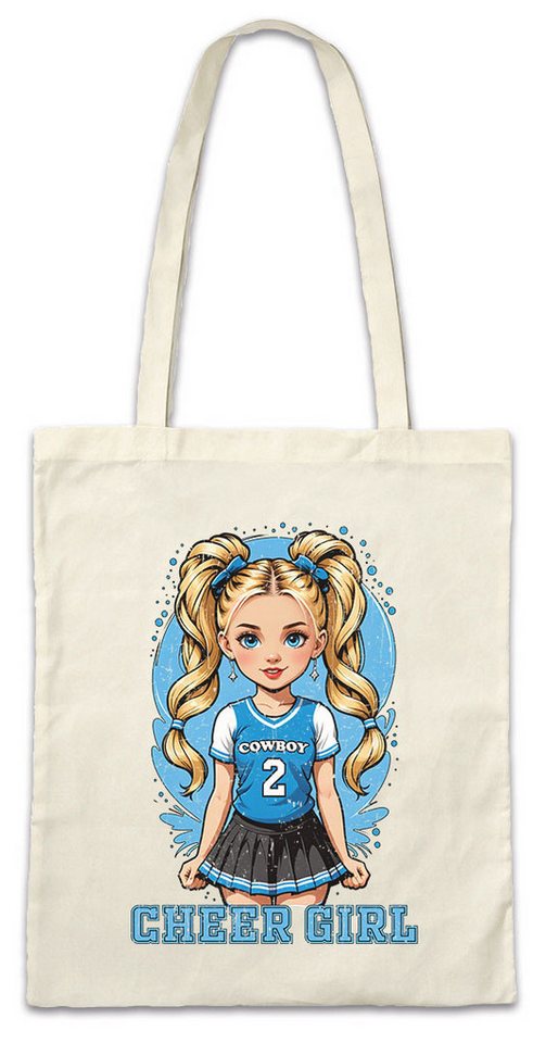 Urban Backwoods Beuteltasche Anime Comwboy Cheerleader Girl Stofftasche American Football (1-tlg), Rockabilly Texas Blue Team von Urban Backwoods