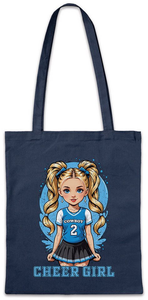 Urban Backwoods Beuteltasche Anime Comwboy Cheerleader Girl Stofftasche American Football (1-tlg), Rockabilly Texas Blue Team von Urban Backwoods