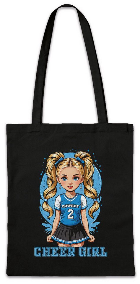 Urban Backwoods Beuteltasche Anime Comwboy Cheerleader Girl Stofftasche American Football (1-tlg), Rockabilly Texas Blue Team von Urban Backwoods