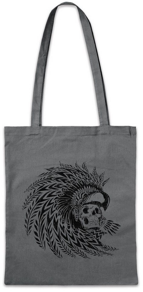 Urban Backwoods Beuteltasche Dead Aztec Warrior Stofftasche Federschmuck Kopf Skelett Schädel (1-tlg), Häuptling Chief Chieftain von Urban Backwoods