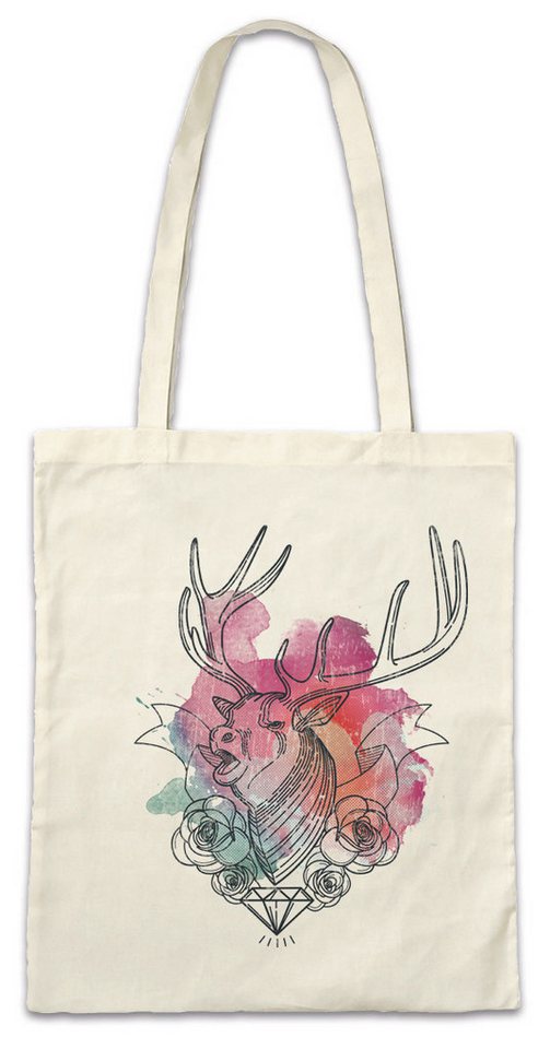 Urban Backwoods Beuteltasche Deer Diamond Stofftasche Jägerin Jäger Jagd Reh Hirsch Diamant (1-tlg), Rockabella Pin Up Girl von Urban Backwoods