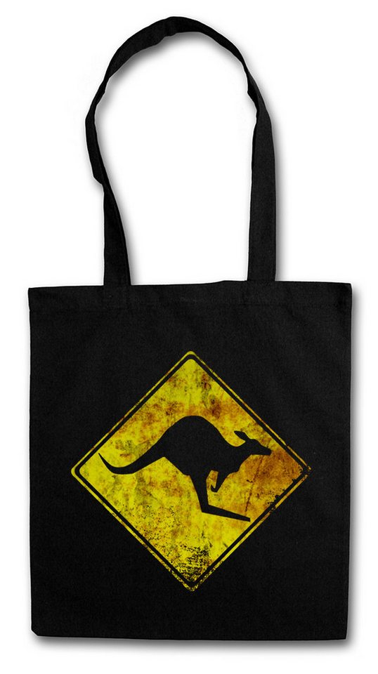 Urban Backwoods Beuteltasche Kangaroos Crossing Vintage Logo Sign Stofftasche Känguru Australia (1-tlg), Backpacker Australien Down Under von Urban Backwoods