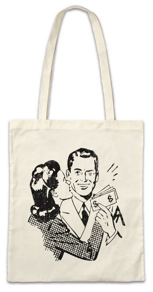 Urban Backwoods Beuteltasche Money Love Stofftasche Pop Art Trophy Wife Sugar Daddy Girl Power (1-tlg), Kunst Käufliche Liebe Gold von Urban Backwoods