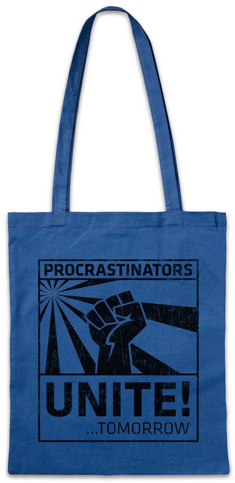 Urban Backwoods Beuteltasche Procrastinators Unite Stofftasche Geek Nerd Raised Fist Rebellion (1-tlg), Demonstration Zauderer Entscheidungs Legastheniker von Urban Backwoods