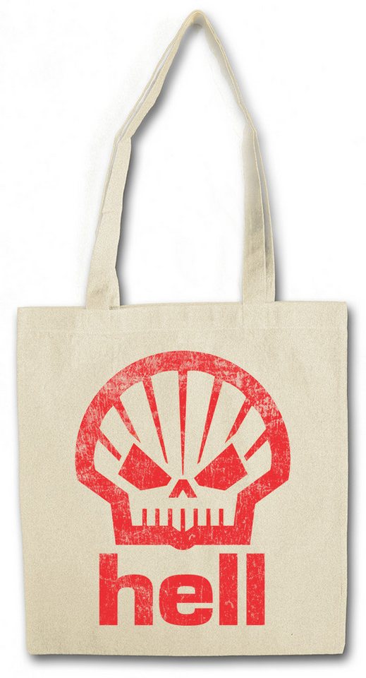 Urban Backwoods Beuteltasche Shell Hell Stofftasche Tankstelle Hölle Fun Devil Teufel Racing Car (1-tlg), Tuning Shop Mechaniker Werkstatt von Urban Backwoods
