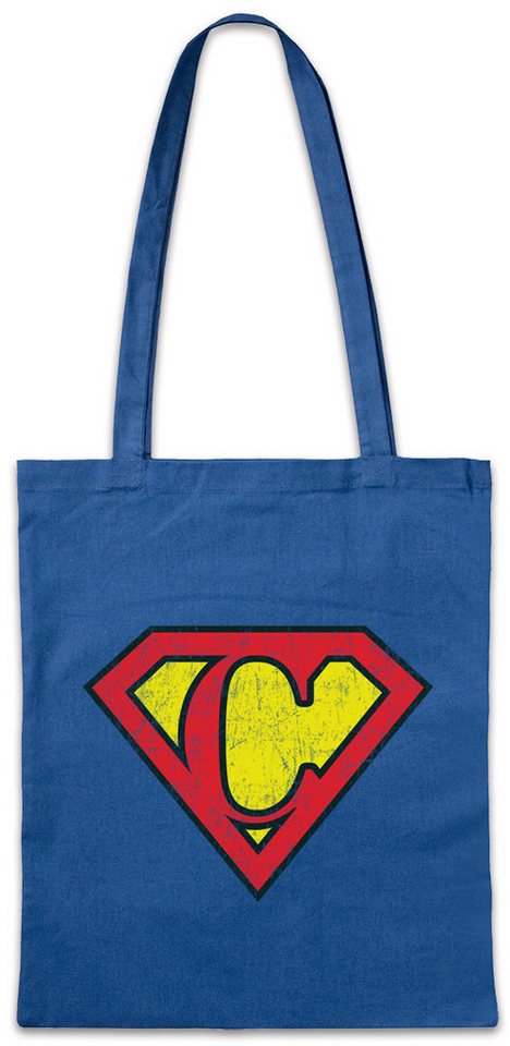 Urban Backwoods Beuteltasche Super C Stofftasche Buchstabe Initialen Vorname Nachname Man Fasching (1-tlg), Karneval Kostüm Costume Superheld von Urban Backwoods