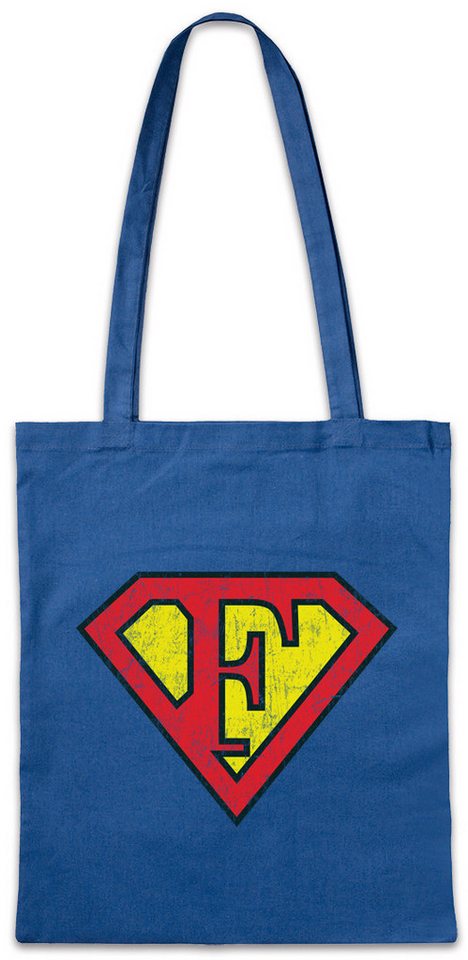 Urban Backwoods Beuteltasche Super F Stofftasche Buchstabe Initialen Vorname Nachname Man Fasching (1-tlg), Karneval Kostüm Costume Superheld von Urban Backwoods
