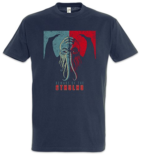 Urban Backwoods Beware of The Cthulhu Herren T-Shirt Blau Größe 3XL von Urban Backwoods