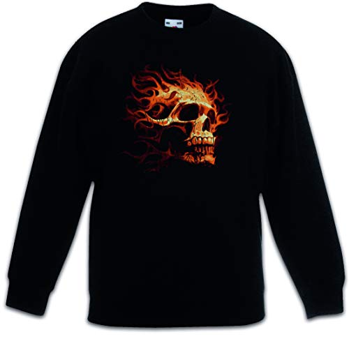 Urban Backwoods Burning Skull I Kinder Jungen Mädchen Pullover Schwarz Größe 12 Jahre von Urban Backwoods