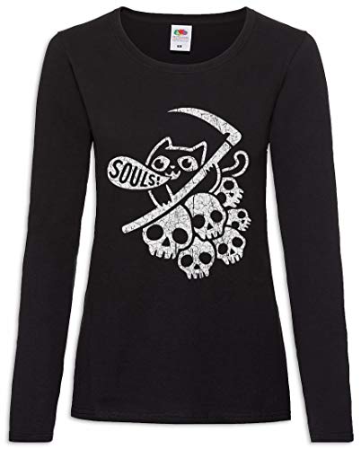 Urban Backwoods Cat Reaper I Damen Langarm T-Shirt Schwarz Größe S von Urban Backwoods
