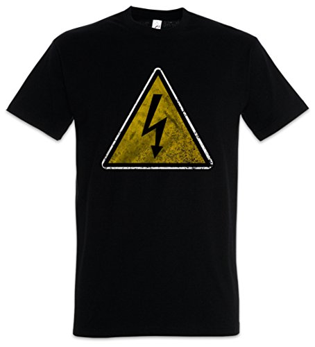 Urban Backwoods Caution High Voltage Vintage Logo Sign Herren T-Shirt Schwarz Größe 3XL von Urban Backwoods