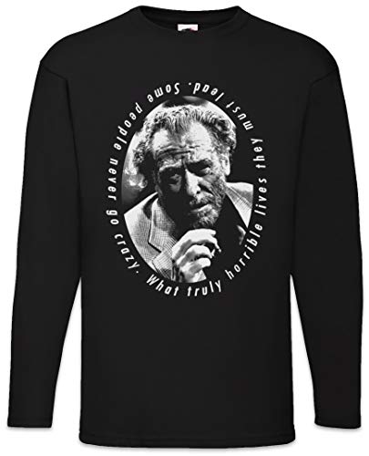 Urban Backwoods Charles Bukowski Portrait Herren Langarm T-Shirt Schwarz Größe L von Urban Backwoods