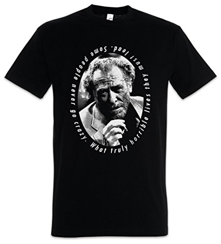 Urban Backwoods Charles Bukowski Portrait Herren T-Shirt Schwarz Größe L von Urban Backwoods