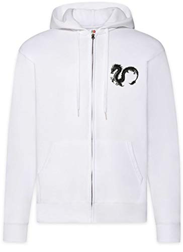 Urban Backwoods Chinese Dragon III Herren Zipper Hoodie Kapuzenpullover Weiß Größe M von Urban Backwoods