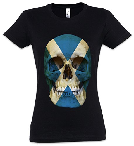 Urban Backwoods Classic Scotland Skull Flag Damen T-Shirt Schwarz Größe L von Urban Backwoods