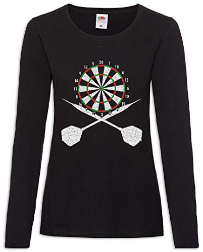 Urban Backwoods Darts Board and Crossed Darts Damen Langarm T-Shirt Schwarz Größe M von Urban Backwoods