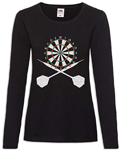 Urban Backwoods Darts Board and Crossed Darts Damen Langarm T-Shirt Schwarz Größe S von Urban Backwoods