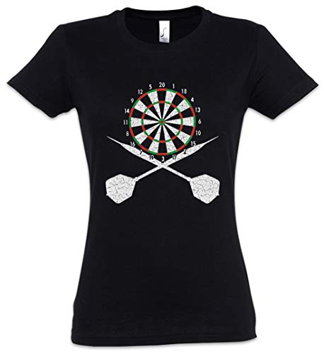 Urban Backwoods Darts Board and Crossed Darts Damen T-Shirt Schwarz Größe L von Urban Backwoods