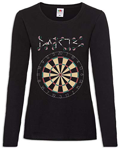 Urban Backwoods Darts Target & Arrows Sport Logo Damen Langarm T-Shirt Schwarz Größe L von Urban Backwoods