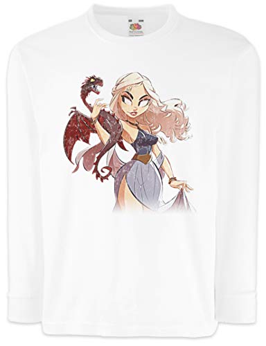 Urban Backwoods Dragon Comic Girl Kinder Kids Mädchen Jungen Langarm T-Shirt Weiß Größe 8 Jahre von Urban Backwoods
