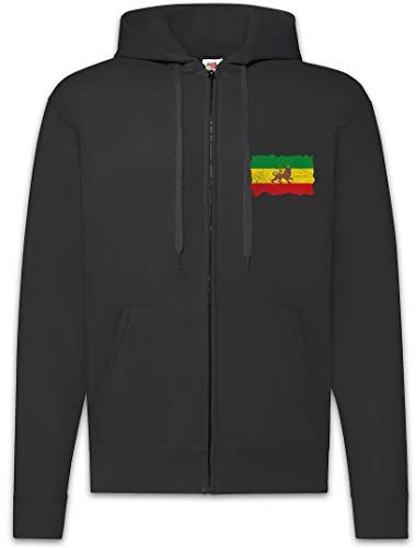Urban Backwoods Ethiopia Rastafari Flag Herren Zipper Hoodie Kapuzenpullover Schwarz Größe S von Urban Backwoods