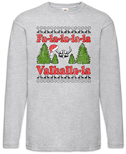 Urban Backwoods FA-la-la-la-la Valhalla-la Herren Langarm T-Shirt Grau Größe L von Urban Backwoods