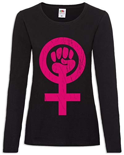 Urban Backwoods Feminism Symbol Damen Langarm T-Shirt Schwarz Größe S von Urban Backwoods