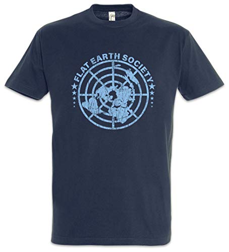 Urban Backwoods Flat Earth Society Herren T-Shirt Blau Größe M von Urban Backwoods