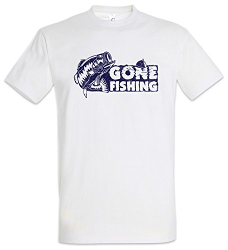 Urban Backwoods Gone Fishing Herren T-Shirt Weiß Größe L von Urban Backwoods