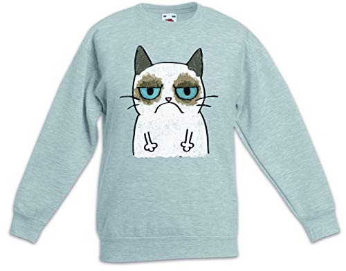 Urban Backwoods Grumpy Cat II Kinder Jungen Mädchen Pullover Grau Größe 8 Jahre von Urban Backwoods