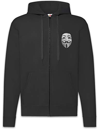 Urban Backwoods Guy Fawkes Mask Vintage Herren Zipper Hoodie Kapuzenpullover Schwarz Größe L von Urban Backwoods