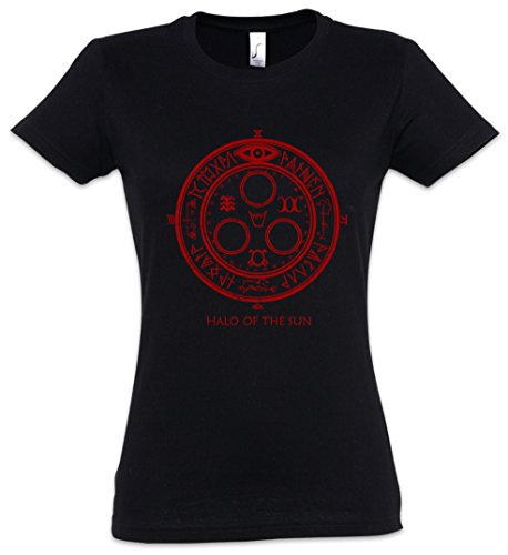 Urban Backwoods Halo of The Sun Logo Damen T-Shirt Schwarz Größe L von Urban Backwoods