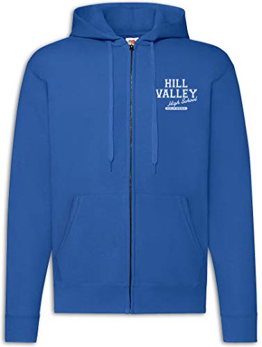 Urban Backwoods Hill Valley High School II Herren Zipper Hoodie Kapuzenpullover Blau Größe M von Urban Backwoods