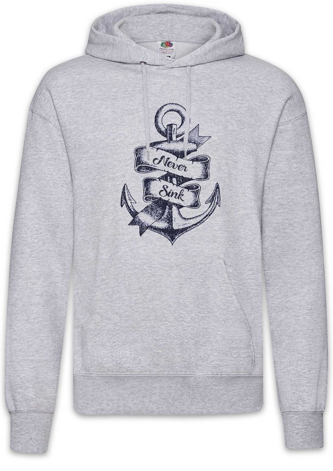 Urban Backwoods Hoodie Anchor IV Never Sink Herren Hoodie Sailor Anker Tattoo Oldschool Jerry (1-tlg) Art Nautical Star Stern von Urban Backwoods