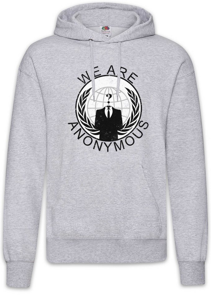 Urban Backwoods Hoodie Anonymous Vintage Globe Logo Herren Hoodie We Are Guy For Fawkes V (1-tlg) Hacker Mask Vendetta Maske von Urban Backwoods