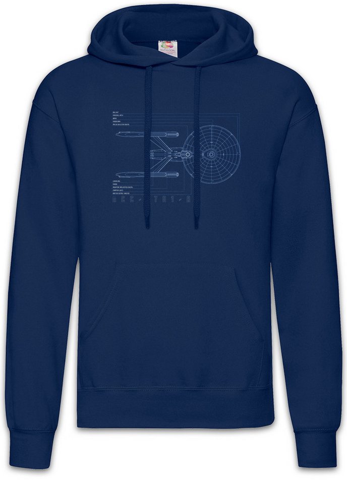 Urban Backwoods Hoodie Blueprint U.S.S. Federation Herren Hoodie Star SciFi Raumschiff Trek (1-tlg) Nerd Space Ship Bauplan von Urban Backwoods