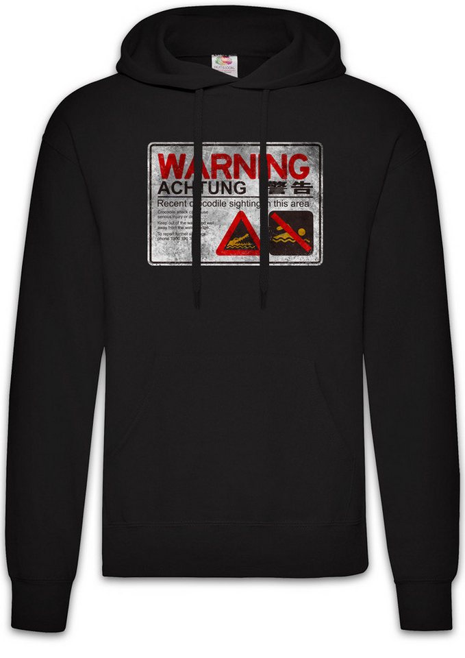 Urban Backwoods Hoodie Crocodile Warning Sign II Herren Hoodie Shirt Warnung Krokodil (1-tlg) Warnschild Kaiman Florida Keys von Urban Backwoods