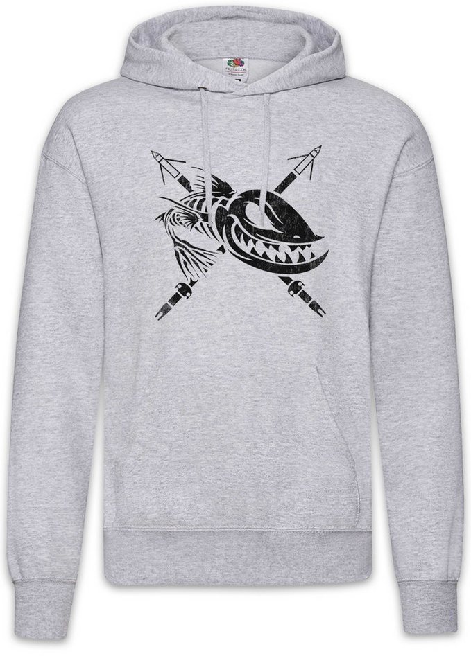 Urban Backwoods Hoodie Dead Grinning Fish Herren Hoodie Grinsender Harpune Skelett (1-tlg) Fischskelett Fisch Fischen Angeln von Urban Backwoods