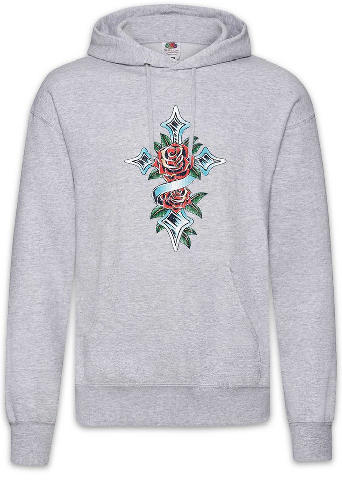 Urban Backwoods Hoodie Rose Cross I Herren Hoodie Tattoo Rosen Rose Kreuz Tribal Flower Blume (1-tlg) Art Artist Flash Oldschool von Urban Backwoods