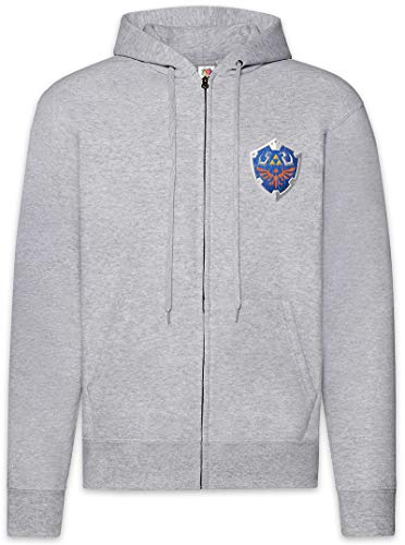 Urban Backwoods Hylian Shield Herren Zipper Hoodie Kapuzenpullover Grau Größe 2XL von Urban Backwoods