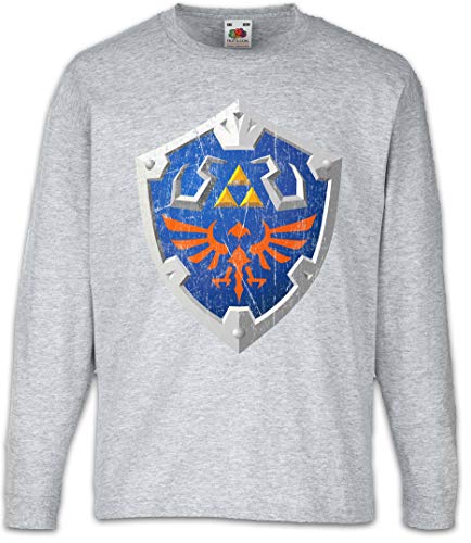 Urban Backwoods Hylian Shield Kinder Kids Mädchen Jungen Langarm T-Shirt Grau Größe 12 Jahre von Urban Backwoods