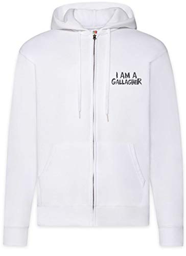 Urban Backwoods I Am A Gallagher Herren Zipper Hoodie Kapuzenpullover Weiß Größe 2XL von Urban Backwoods